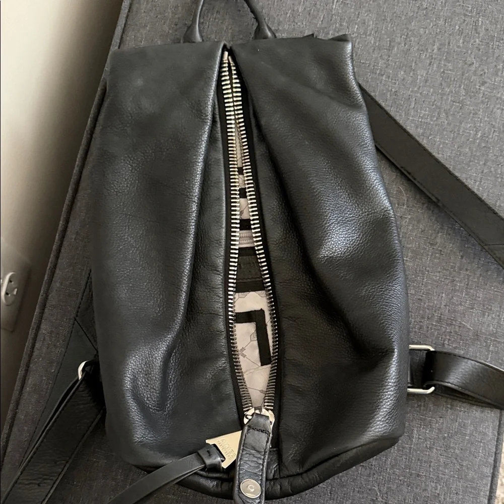 Aimee Kestenberg Black Pebbled Leather Backpack with Silver Hardware